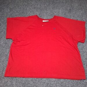 Oscar De La‎ Renta Active Size Large Top Vintage Color Solid Red Retro TShirt